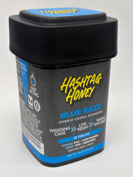 Photograph of product: au chocolattag Honey - Blue Razz - Live Resin Gummies Vegan 100mg