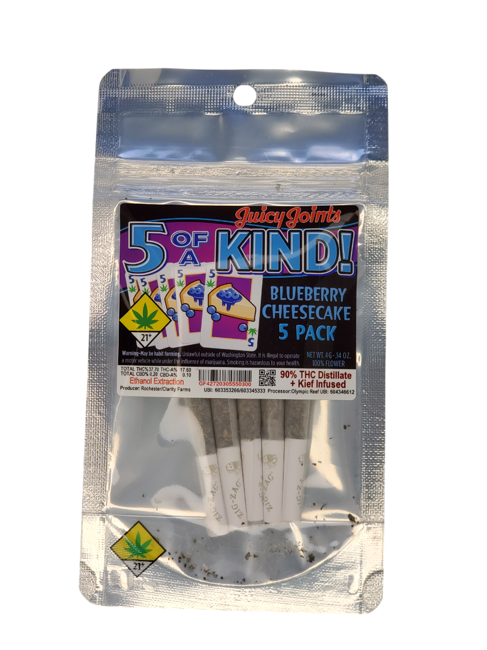 Photograph of product: Juicy Joints IPR Pack 5 of a Kind Seattle Berry 5 x 0.8g