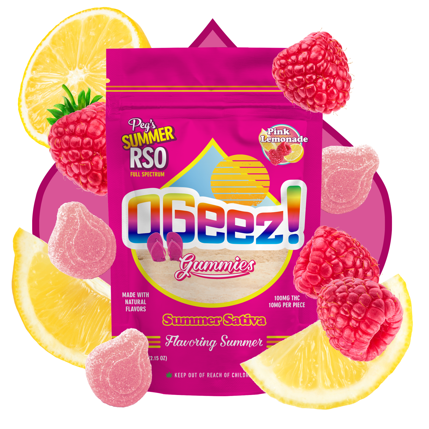 Photograph of product: Pink Lemonade RSO Gummies