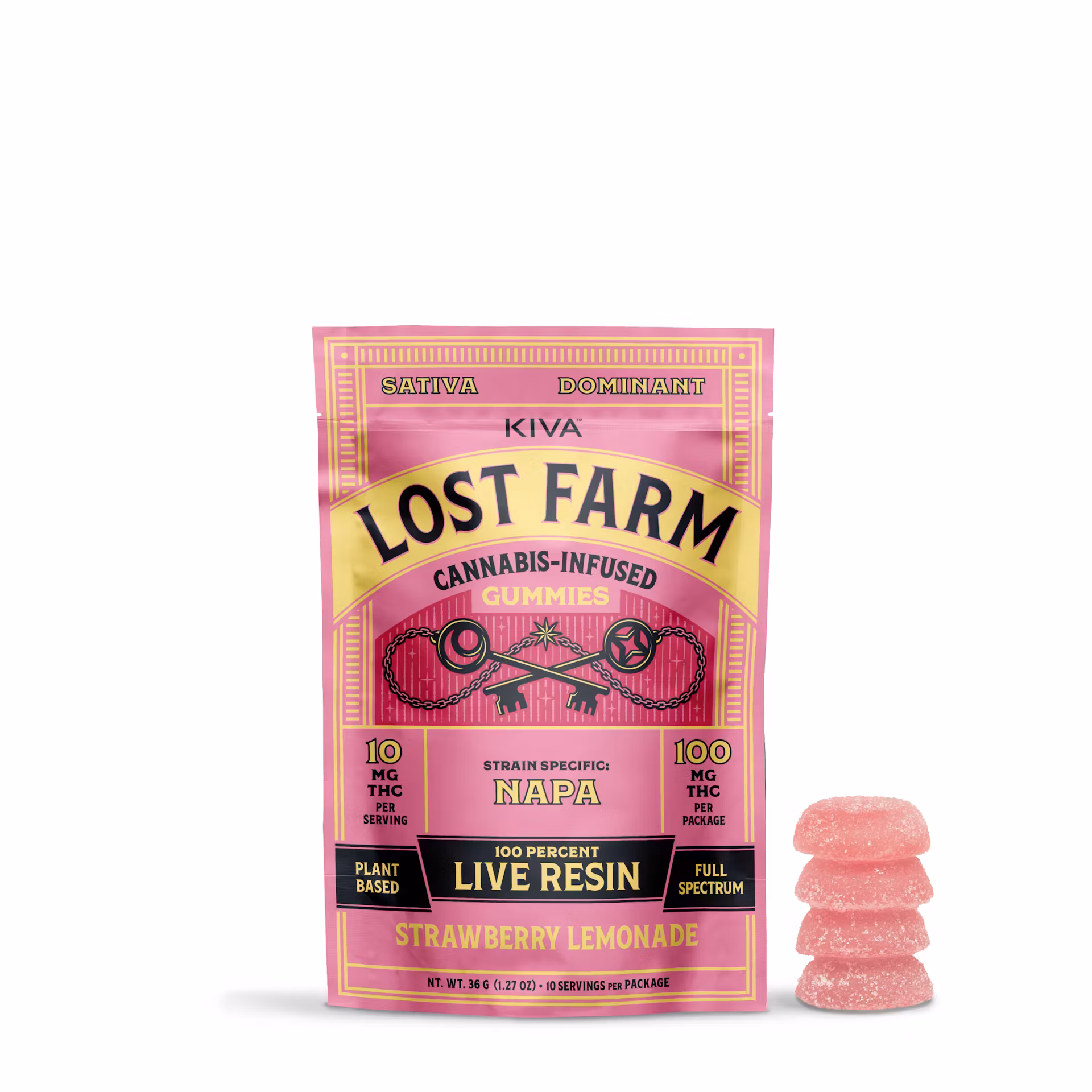 Photograph of product: Lost Farm | Napa x Strawberry Lemonade | 10pk Live Resin Gummy | 100mg