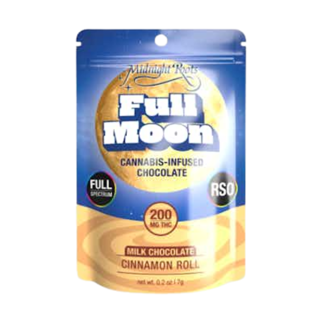 Photograph of product: Midnight Roots - 200mg Full Moon RSO - Cinnamon Roll Milk Chocolate
