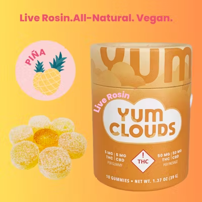Photograph of product: Yum Clouds - Live Rosin 1:1 Gummy 100mg - Pina
