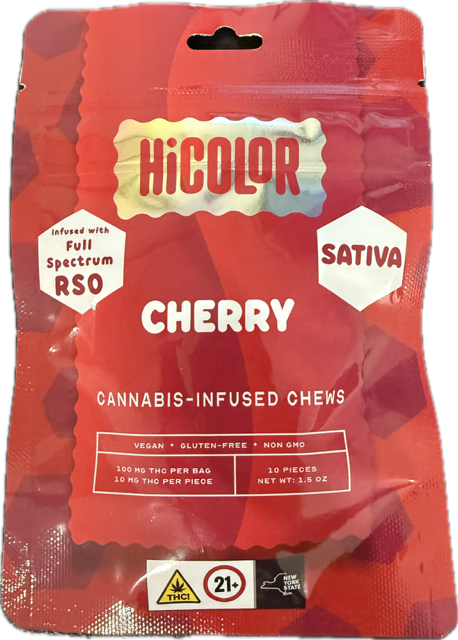 Photograph of product: HiColor | Gummies | Full Spectrum RSO Infused | Cherry | 10mg | 10 Pack | 100mg | Oui'd