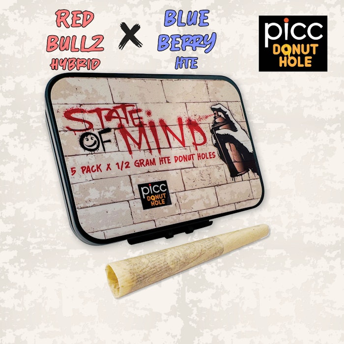Photograph of product: State Of Mind | Red Bullz x Blueberry | HTE Infused Pre-roll 5pk | Hybrid