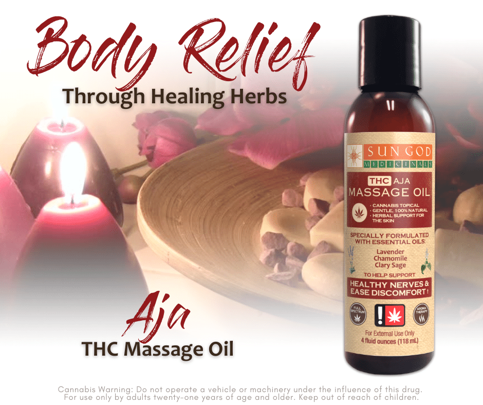 Photograph of product: Sun God Medicinals | Aja Body Relief - Massage Oil 4oz