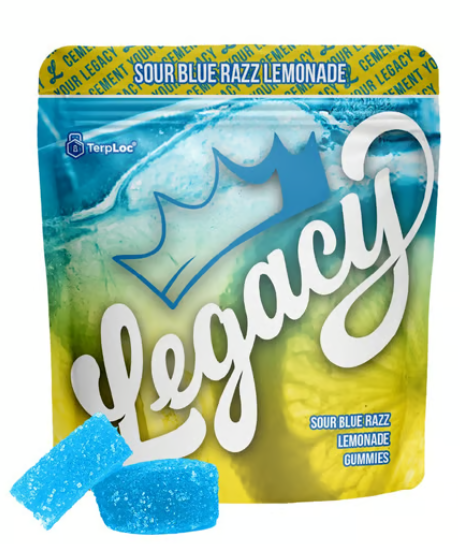 Photograph of product: Edible* - Legacy - Sour Blue Razz gummies (H) - 100mg (10pk)