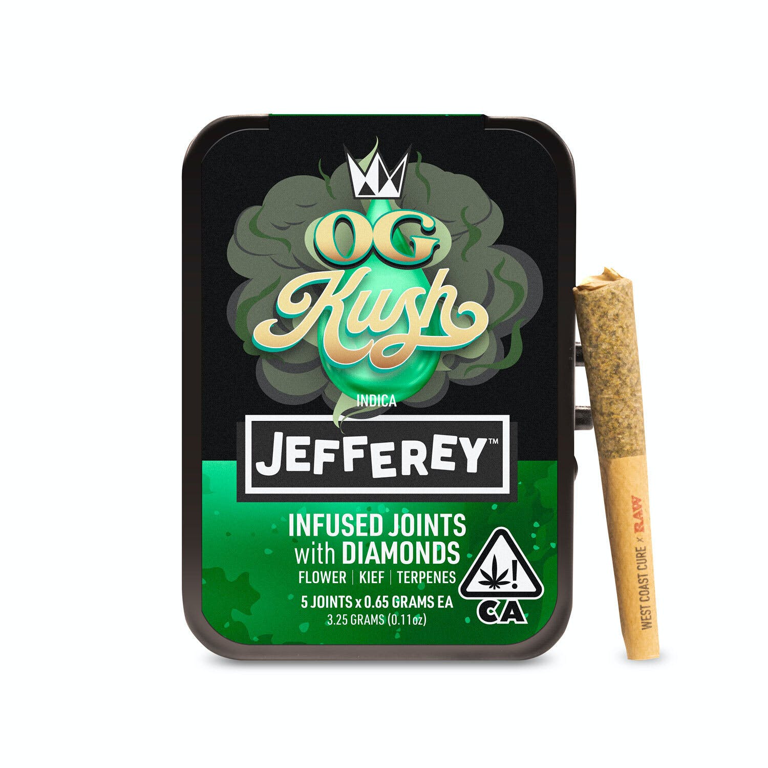 Photograph of product: OG Kush Jefferey Infused Pre-Roll 0.65g x 5pk
