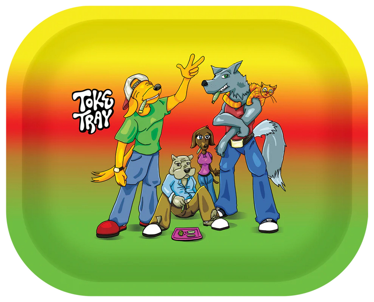 Photograph of product: ROLLING TRAY SMOKING DOGS 5IN x 7IN