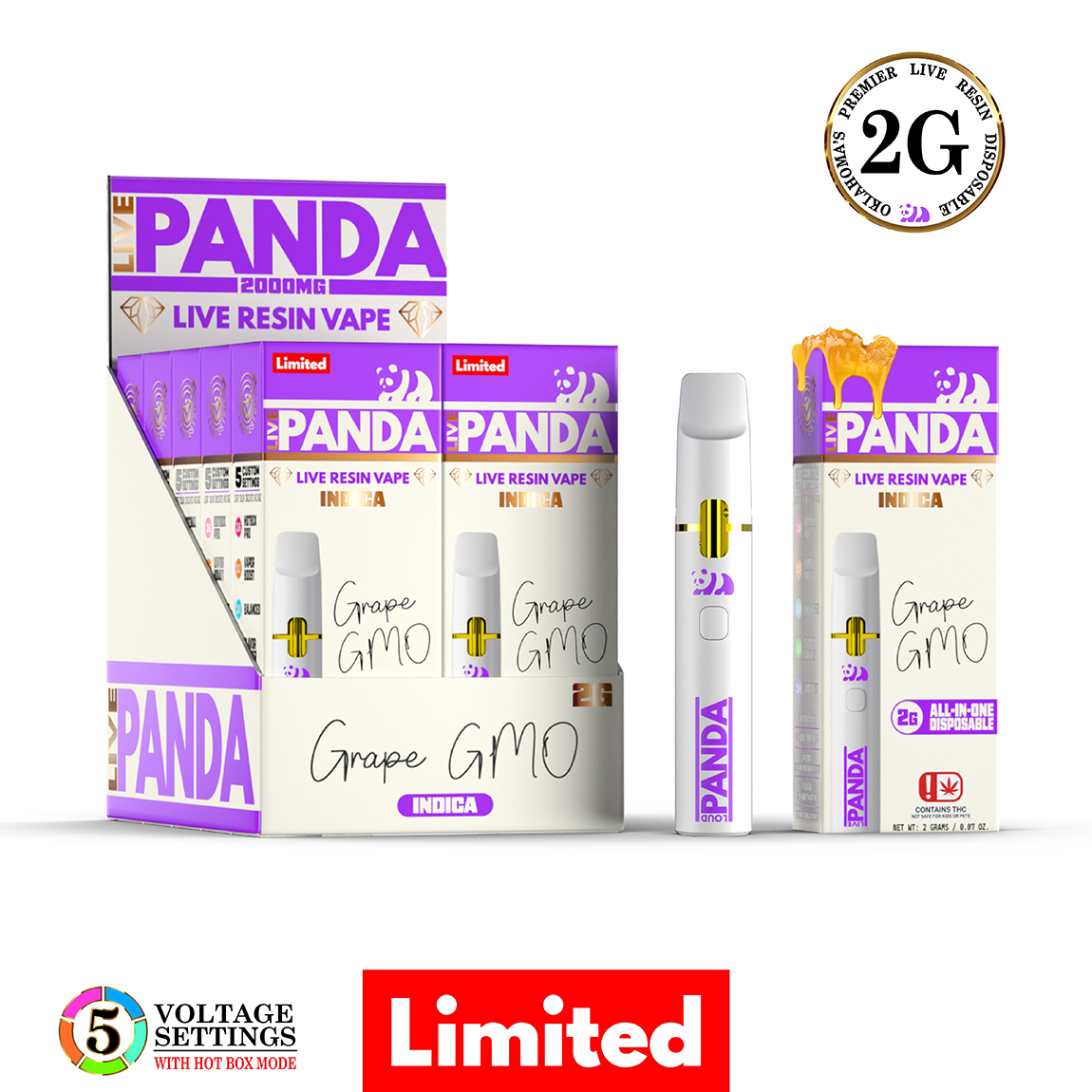 Photograph of product: Loud Panda | Live Resin Disposable Vape | Grape GMO | 2g