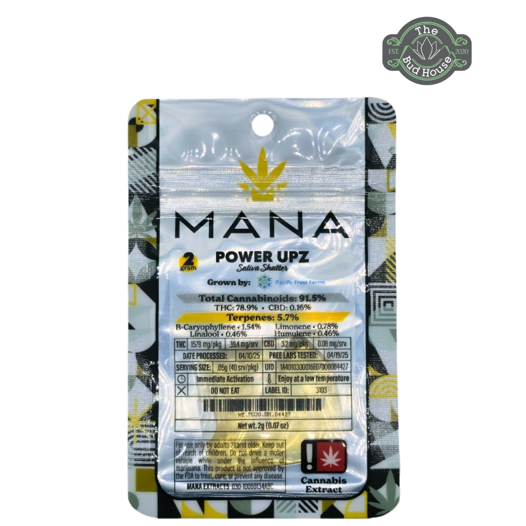 Photograph of product: Mana Extracts 2g POWER UPZ Shatter