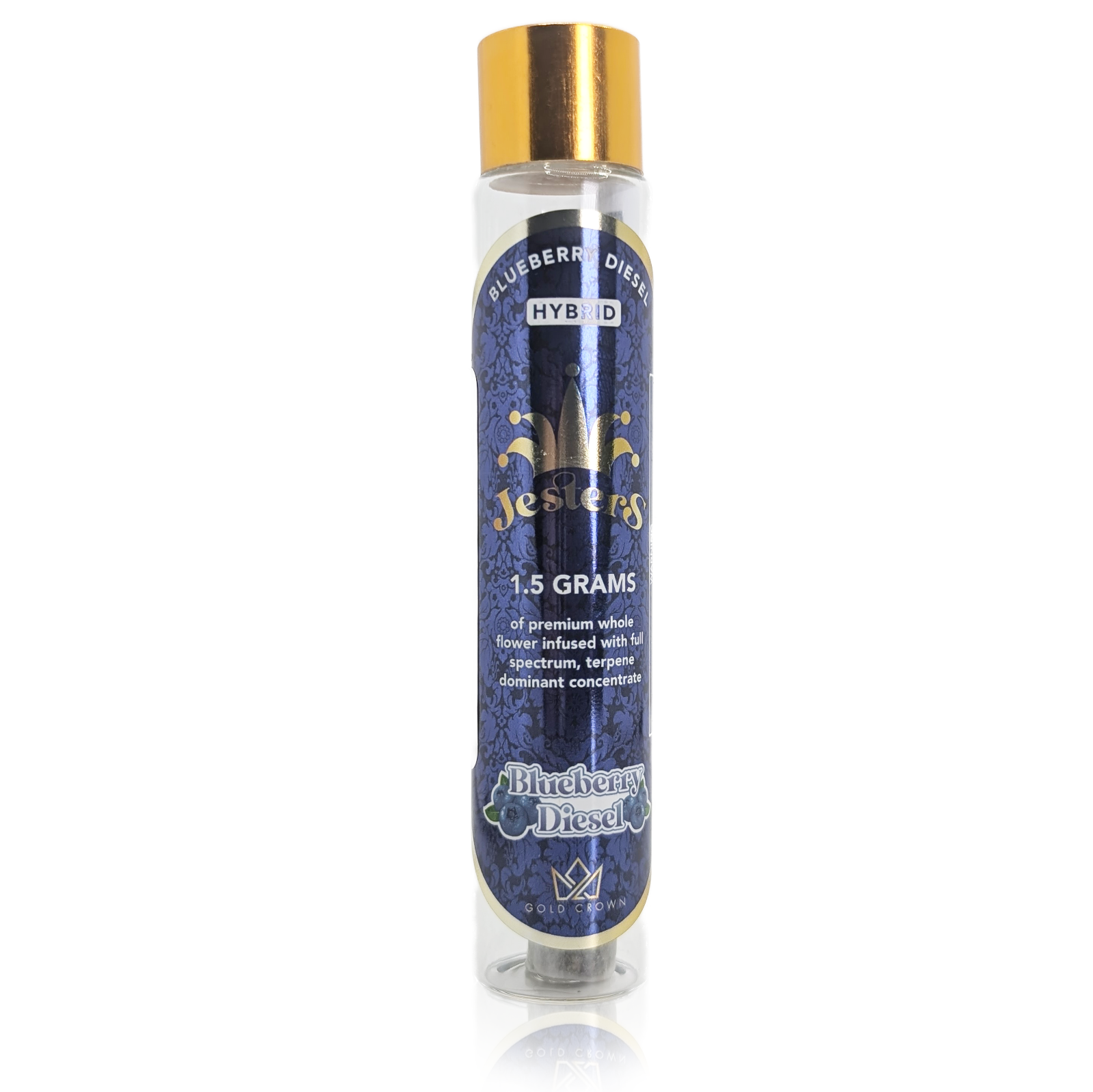 Photograph of product: JESTERS - BLUEBERRY DIESEL - LIVE RESIN INFUSED PRE-ROLL