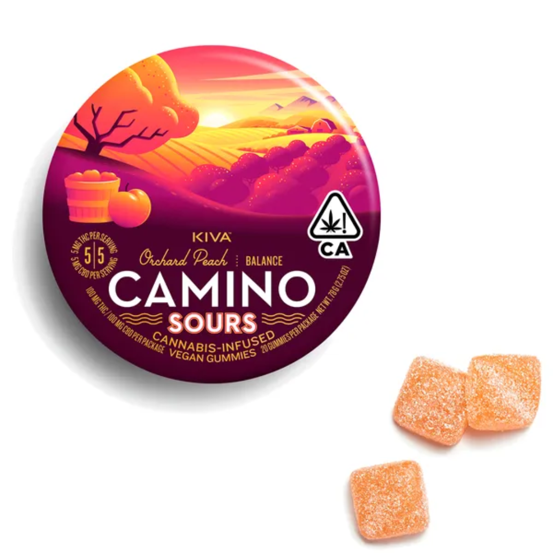 Photograph of product: 5mg 1:1 Sour Orchard Peach Gummies 20pk