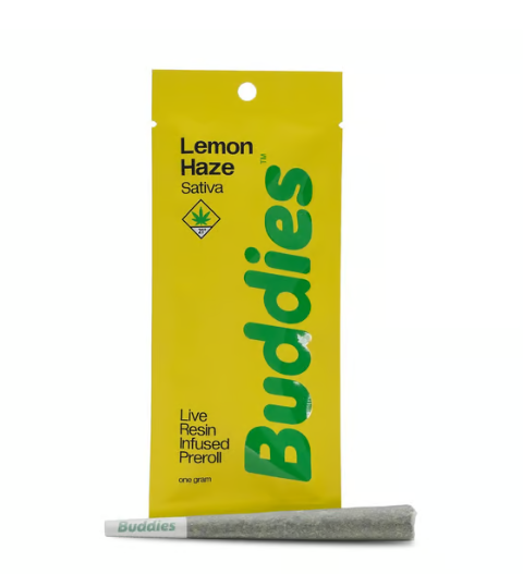 Photograph of product: Lemon Haze Live Resin Infused Preroll Buddies W3-01