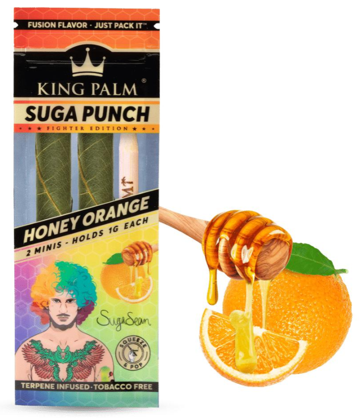 Photograph of product: NC King Palm Wraps Minis - Sean O'Malley Honey Orange Suga Punch 2pk