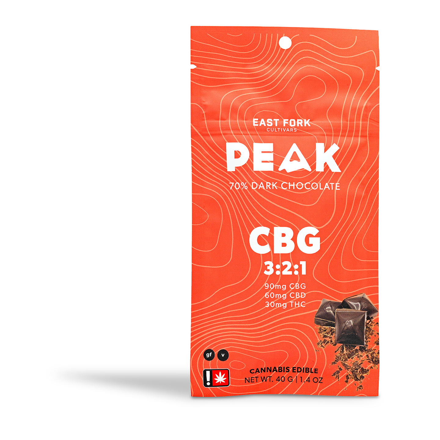 Photograph of product: East Fork - 3:2:1 Dark Chocolate CBG - 1.4oz