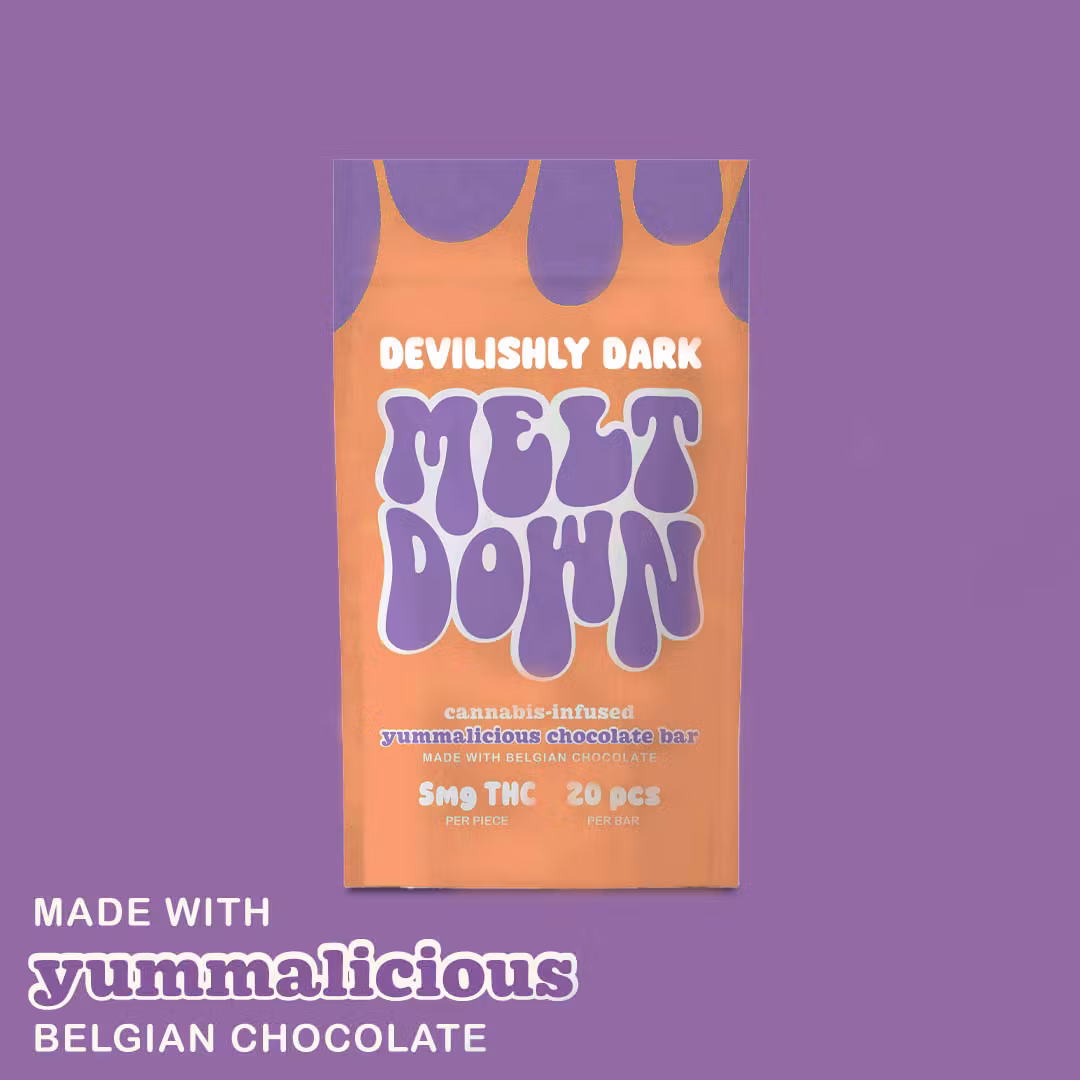 Photograph of product: Devilish Dark | 100mg | Chocolate Bar | Meltdown