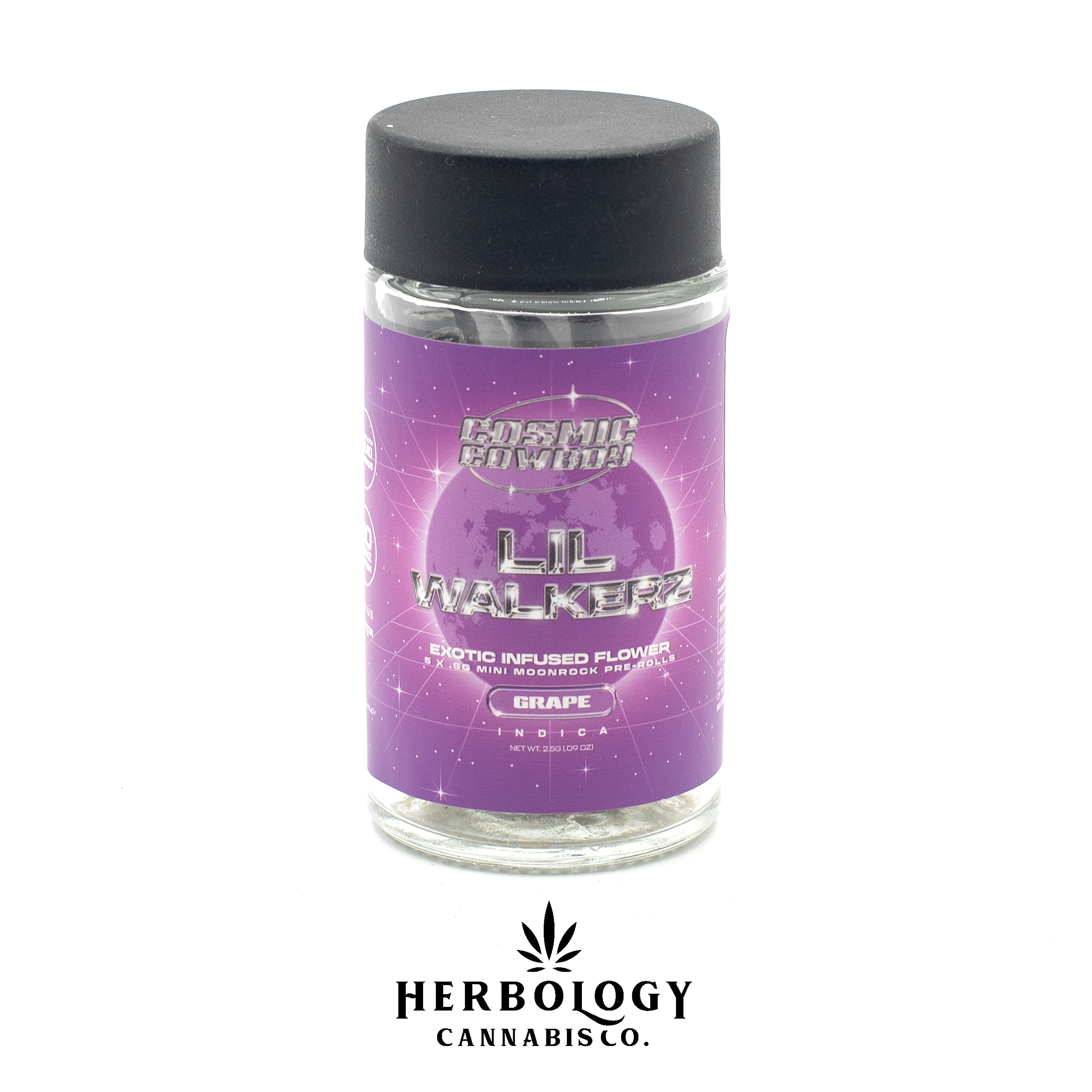 Photograph of product: Cosmic Cowboy | Moonrock Infused Pre-Roll 5 Pack | Lil Walkerz | Grape | .5g x 5