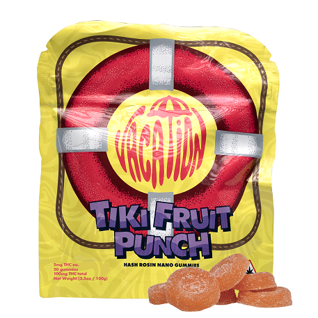Photograph of product: Vacation - Tiki Fruit Punch au chocolat Rosin Gummy Rings - 100mg