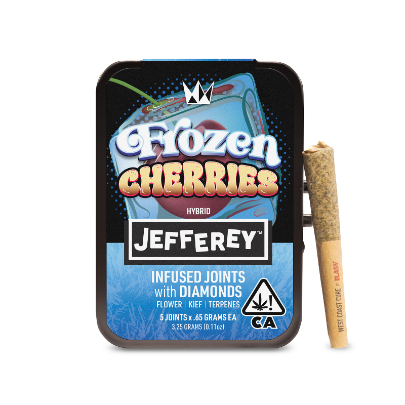 Photograph of product: West Coast Cure - Frozen Cherries Jefferey Infused Preroll 5pk 3.25g