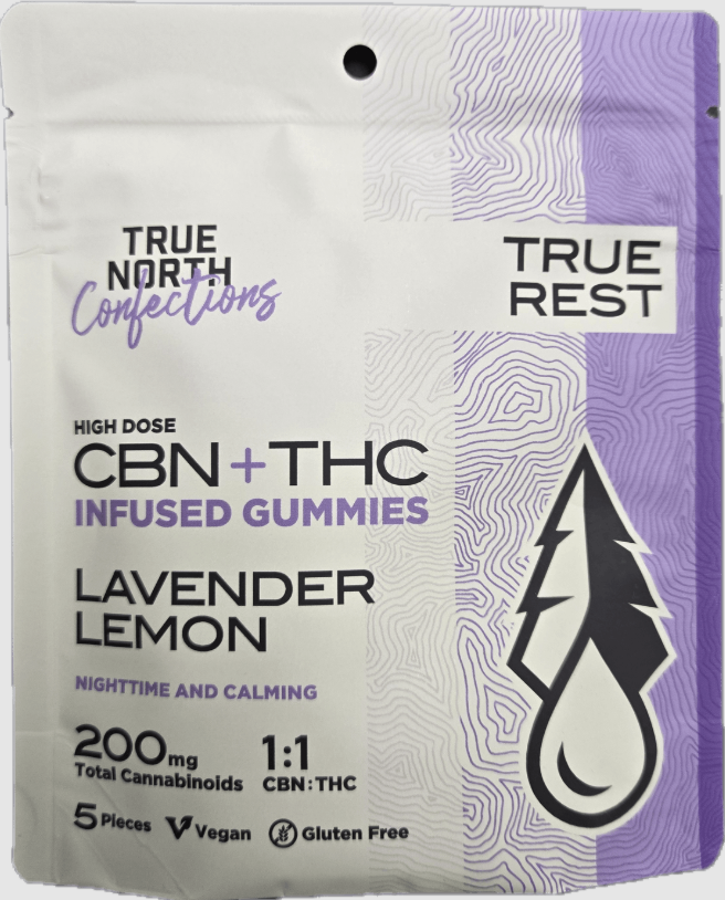 Photograph of product: LAVENDER LEMON | TRUE REST GUMMIES | 1:1 TH-oui/CBN 100MG/100MG