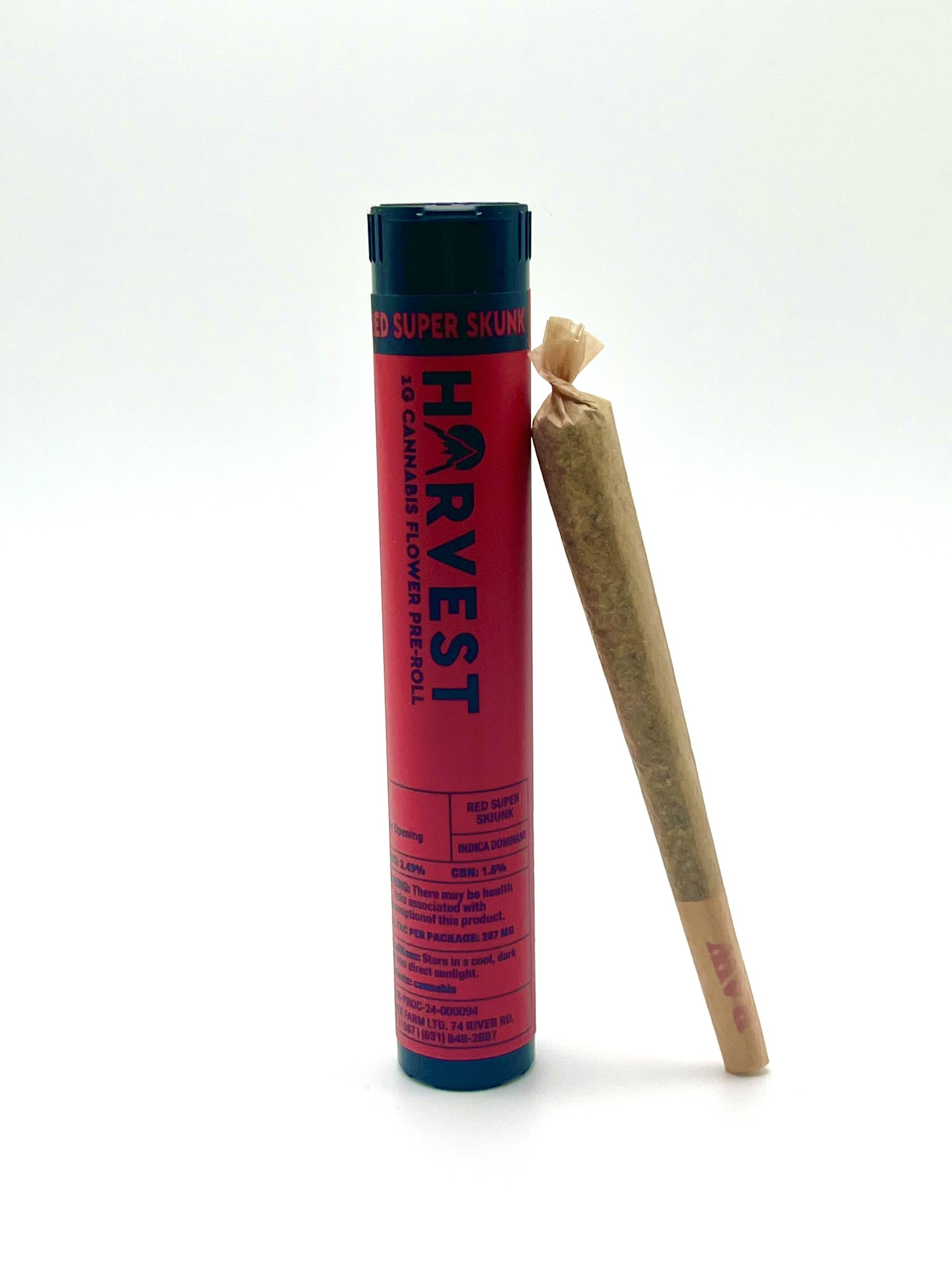 Photograph of product: A12 | Red Super Skunk 1g Pre-Roll | Harvest