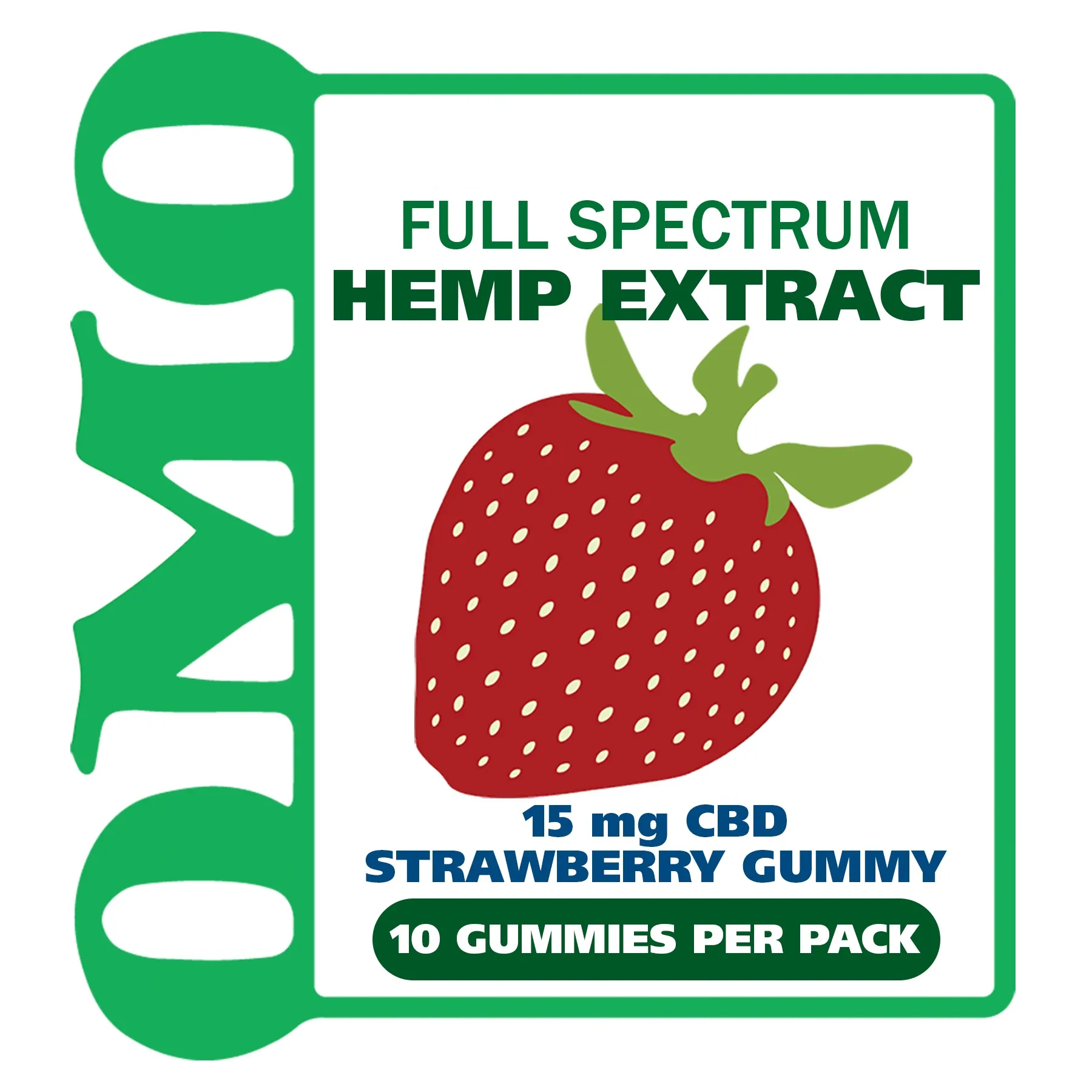 Photograph of product: Open Minded Organics (OMO) Strawberry Gummies 10pk (150mg total, 15mg each) Full Spectrum *CBD*