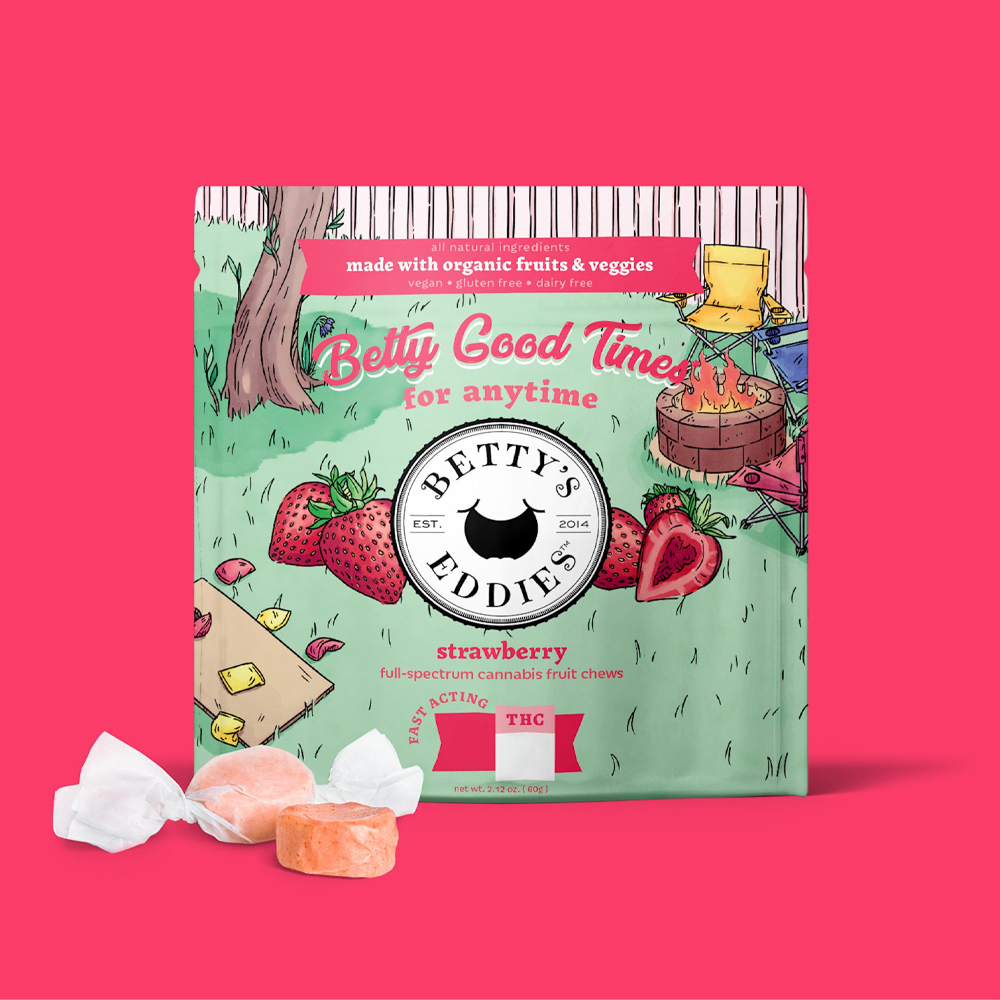 Photograph of product: BETTY'S EDDIES Fruit Chew 50mg: Strawberry 2pc