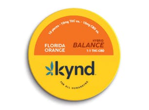 Photograph of product: KYND BALANCE FLORIDA ORANGE |1:1 TH-oui:CBD |10PK