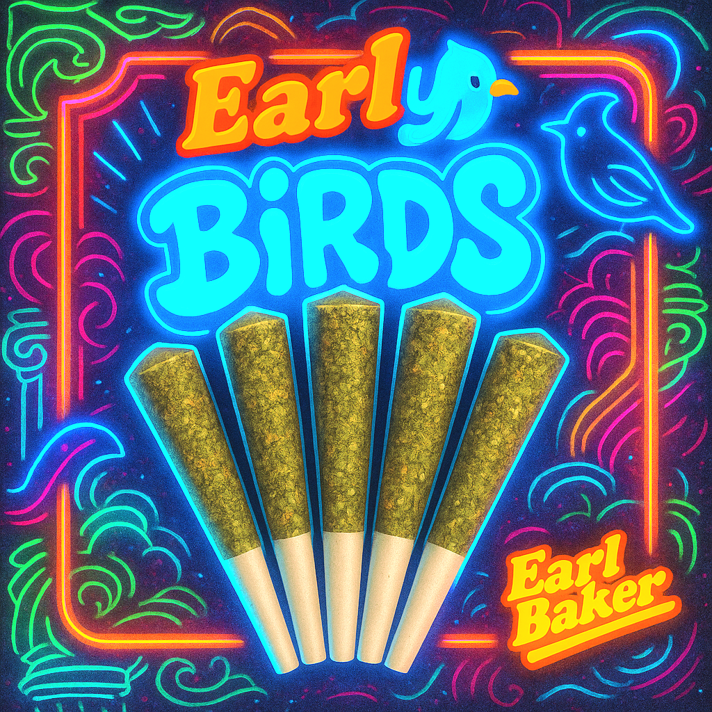 Photograph of product: Earl Baker EARly Birds American Pi Pre Rolls 24.25% (H) 2g 5 Pack - 00002