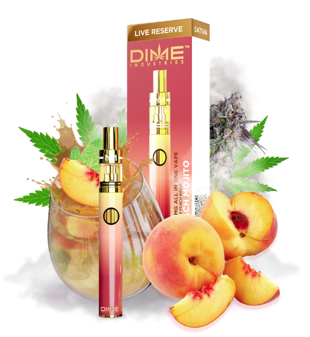 Photograph of product: Dime Industries | Peach Mojito | Live Reserve All-In-One Rechargeable Vape | 1g