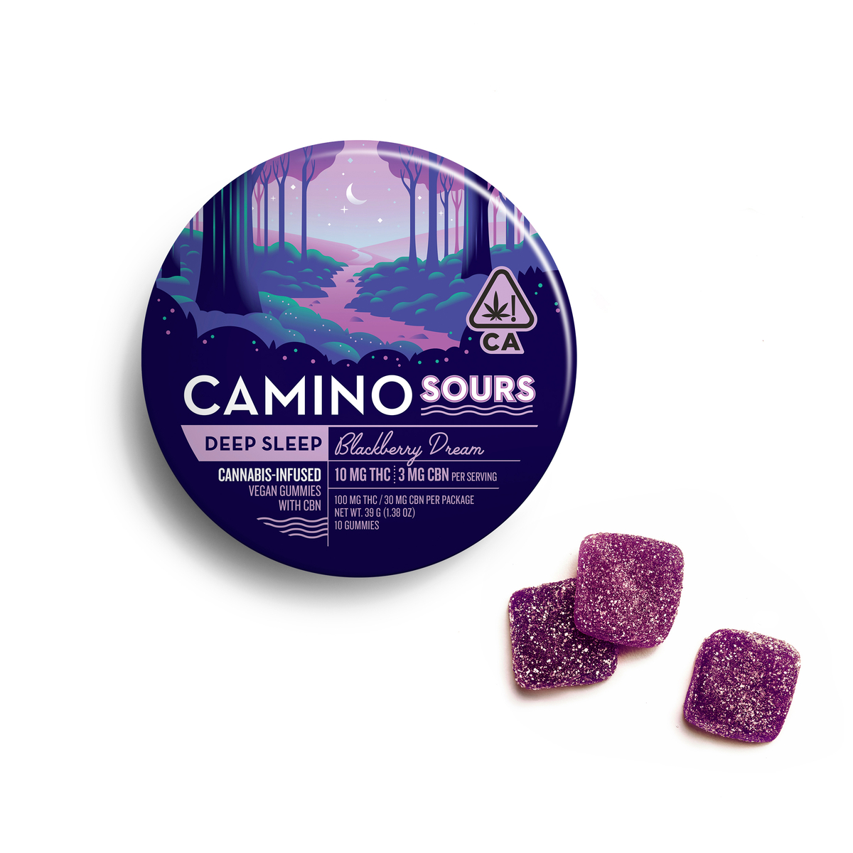 Photograph of Product: Camino Sours 10:3 'Deep Sleep' Blackberry Dream Gummies [10pk]