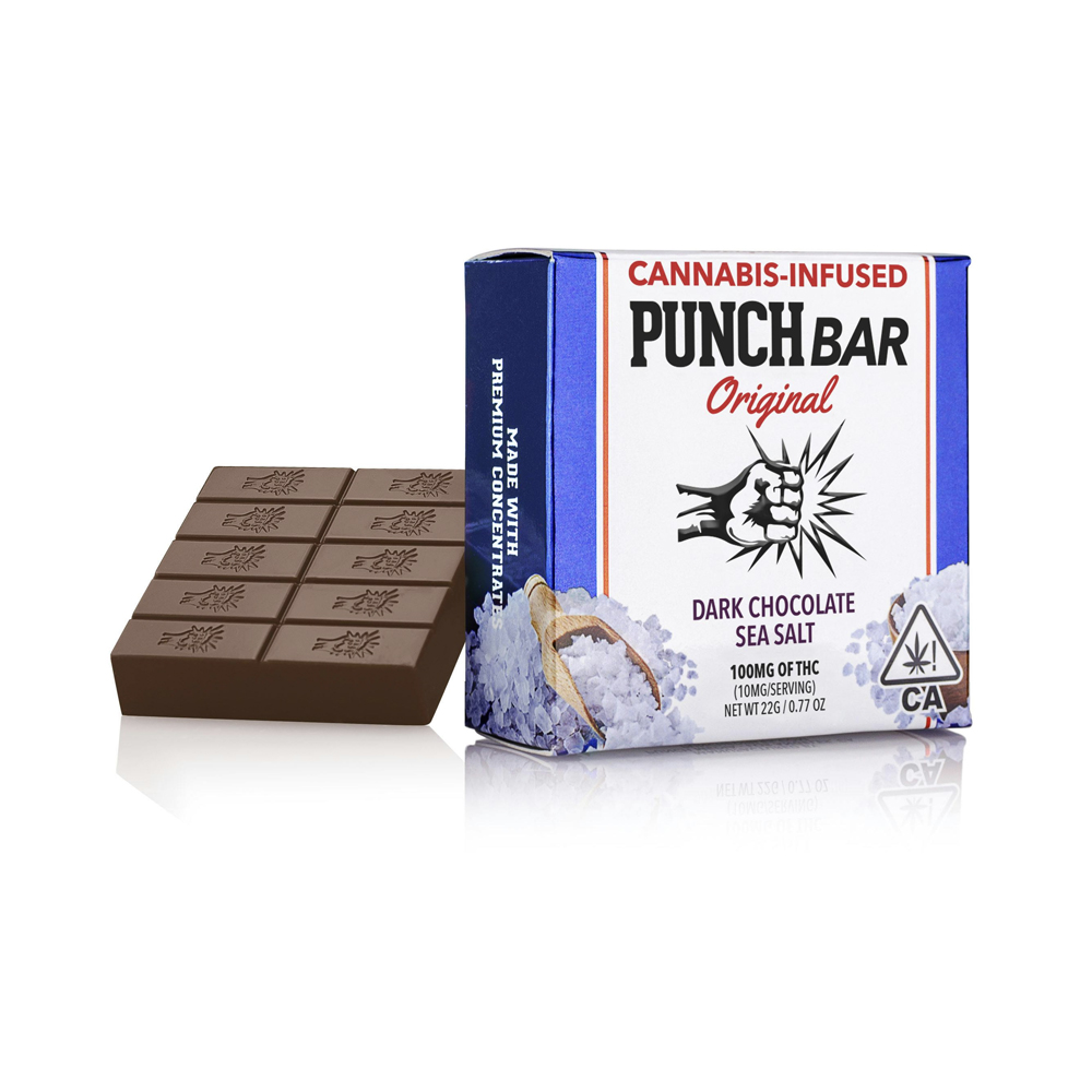 Photograph of product: SEA SALT DARK CHOCOLATE PUNCH BAR