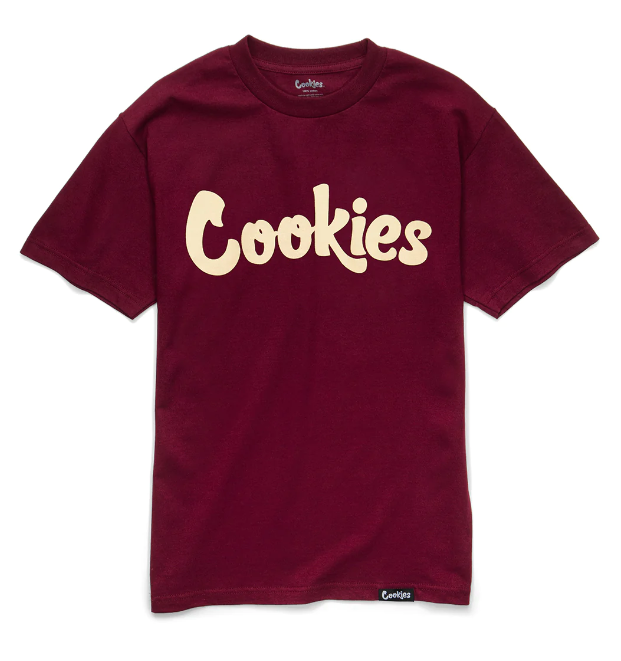Photograph of product: Cookies: Original Tee | Burgundy with Cream Print