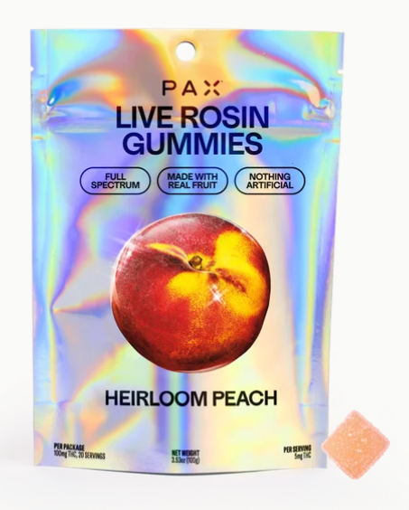 Photograph of product: Heirloom Peach - Live Rosin Gummies ~ Hybrid [5mg/20pc]