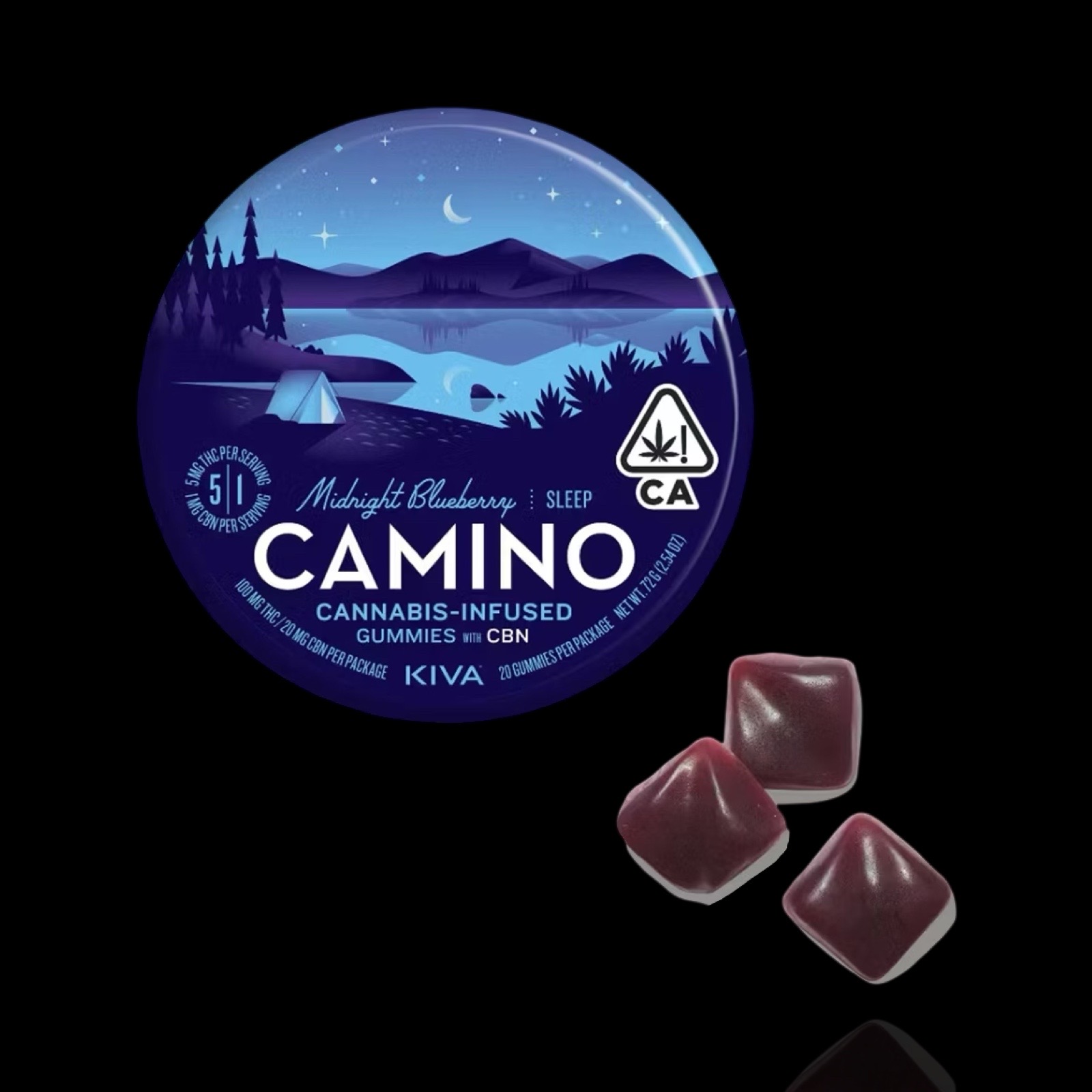 Photograph of product: Sleep Midnight Blueberry Gummies 1:5 CBN to THC 20 pieces