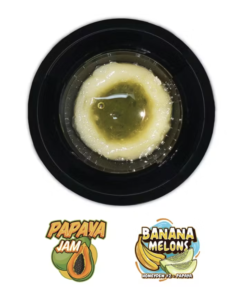 Photograph of product: Treeworks Papaya x Banana Melons 1g Live Rosin Jam