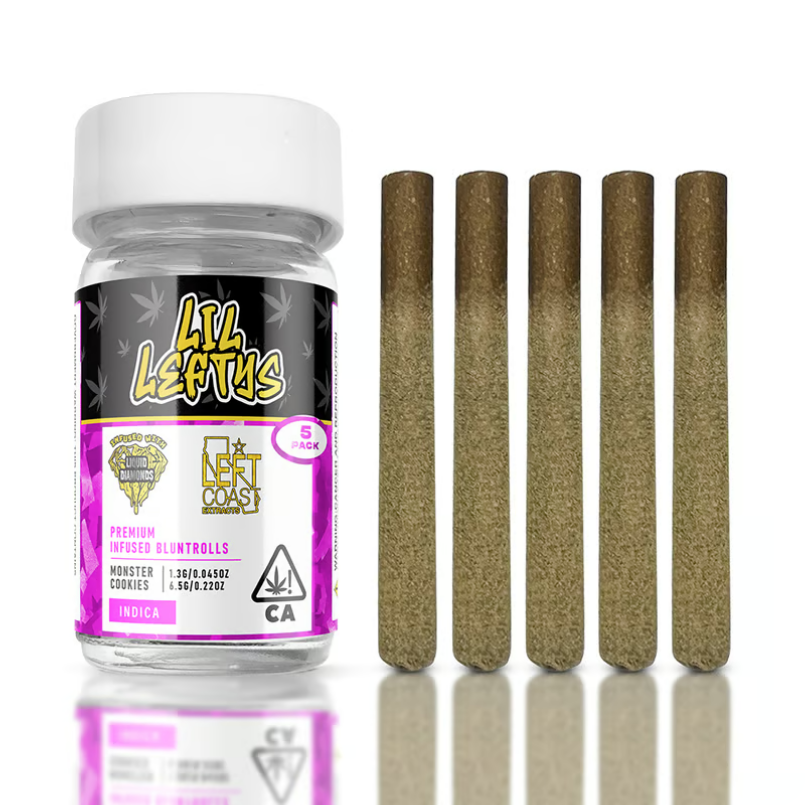 Photograph of product: Left Coast Extracts - Lil Leftys - Monster Cookies - 5pk Infused Bluntrolls