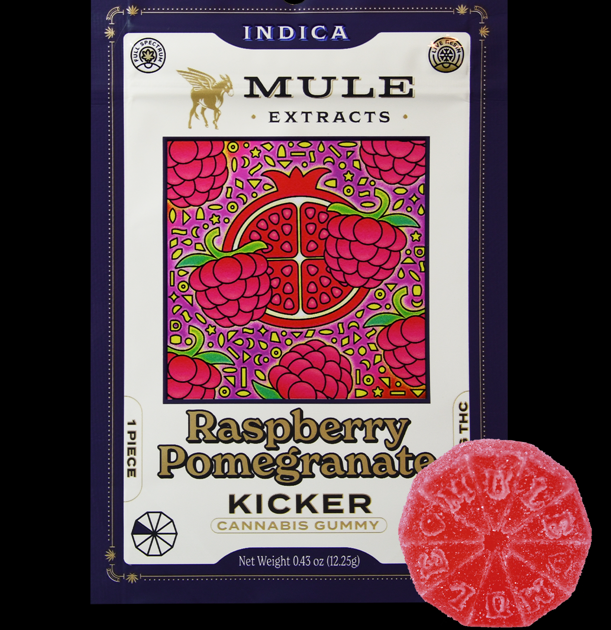Photograph of product: Mule: 100mg Raspberry Pomegranate Kicker Single - Oui'd