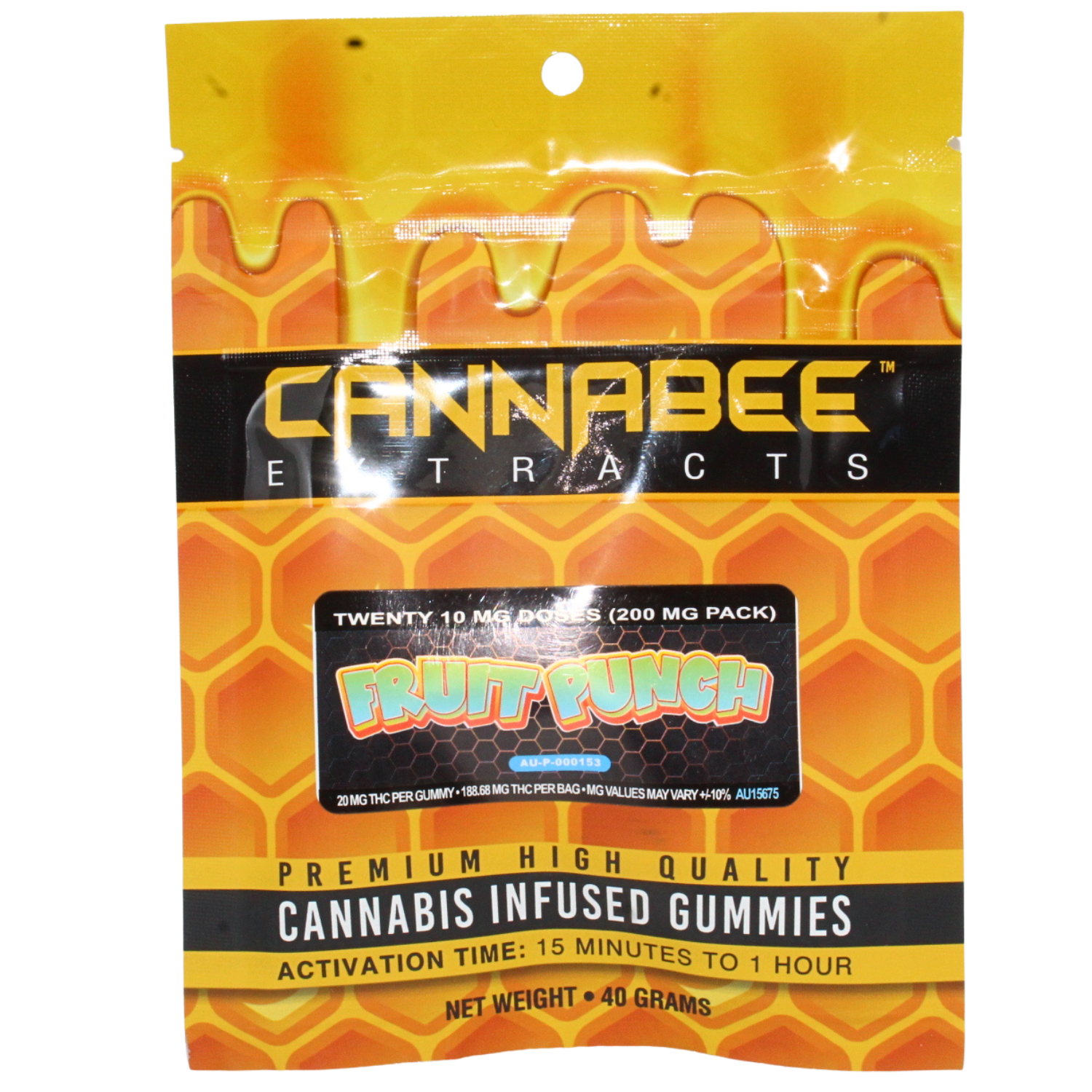 Photograph of product: CANNABEE EXTRACTS FRUIT PUNCH 200MG LIVE RESIN GUMMIES REC