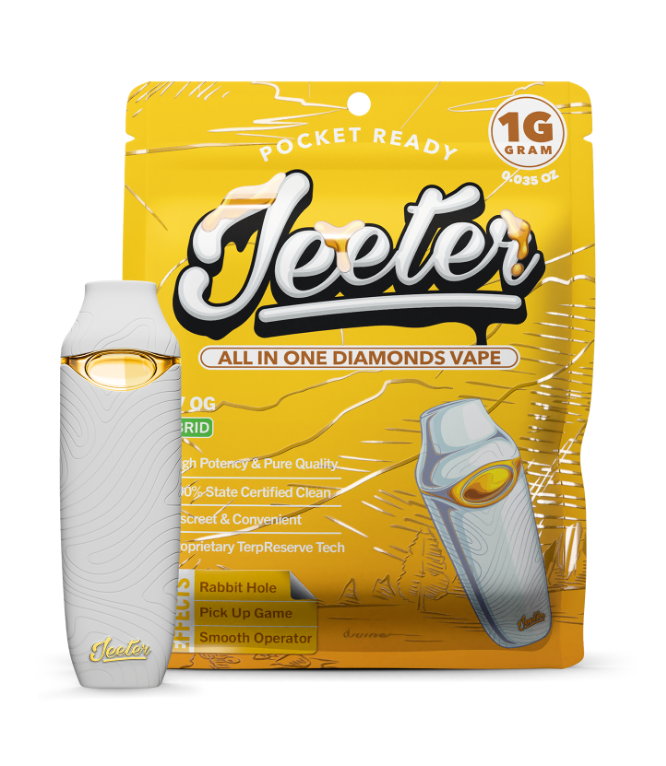 Photograph of product: Jeeter SFV OG (H) All-In-One Disposable Live Diamond Resin Vape 1g