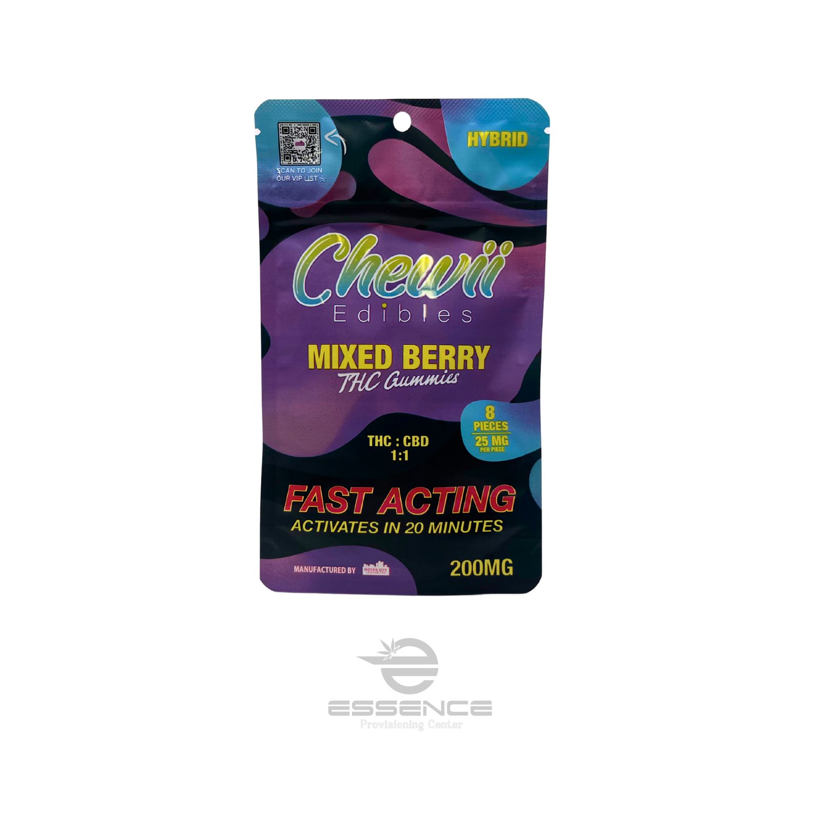 Photograph of product: Chewii - Mixed Berry - Fast Acting Gummies (8x25mg) - 100mg (100mg TH-oui: 100mg CBD)