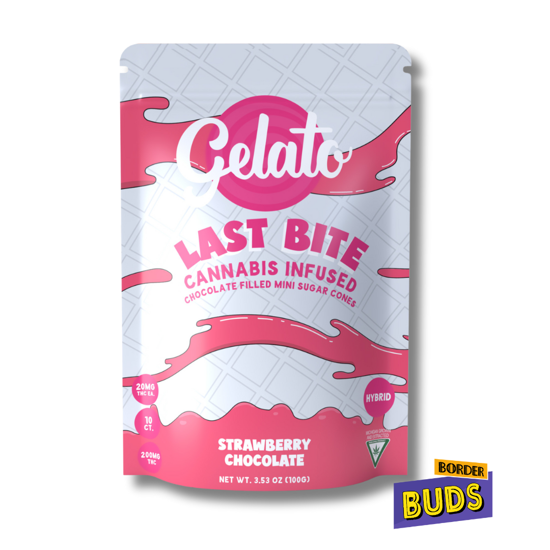 Photograph of product: Strawberry White Chocolate | Gelato | 200mg | Last Bite Cones