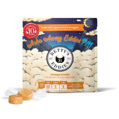 Photograph of product: Betty's Eddies - Fruit Chews - Orange Creme 10pk (100mg)