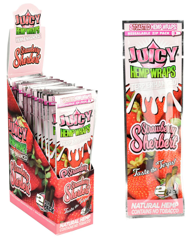 Photograph of product: Juicy Jay Terp Infused Hemp Wraps Strawberry Sherbert 2pk