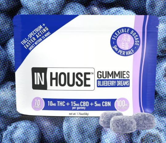 Photograph of product: In House | Blueberry Gummies TH-oui:CBD:CBN ( I ) 10pk | 100mg