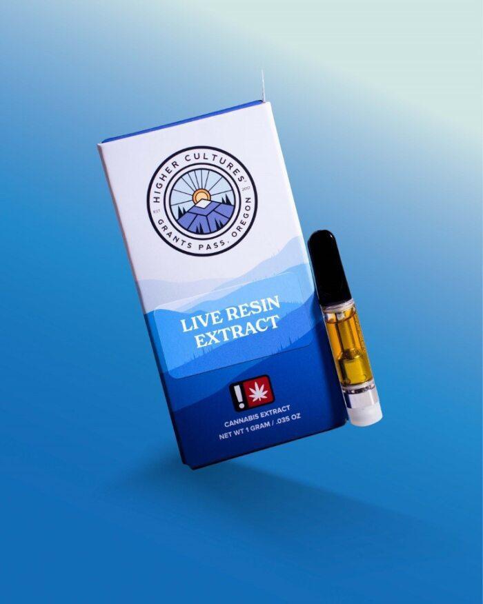 Photograph of product: Higher Cultures Live Resin Cartridge: Neon Sunshine