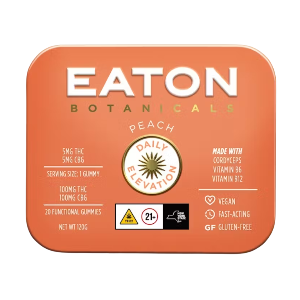 Photograph of product: Eaton Botanicals | Daily Elevation - Peach | Gummies | 20pk | 100mg