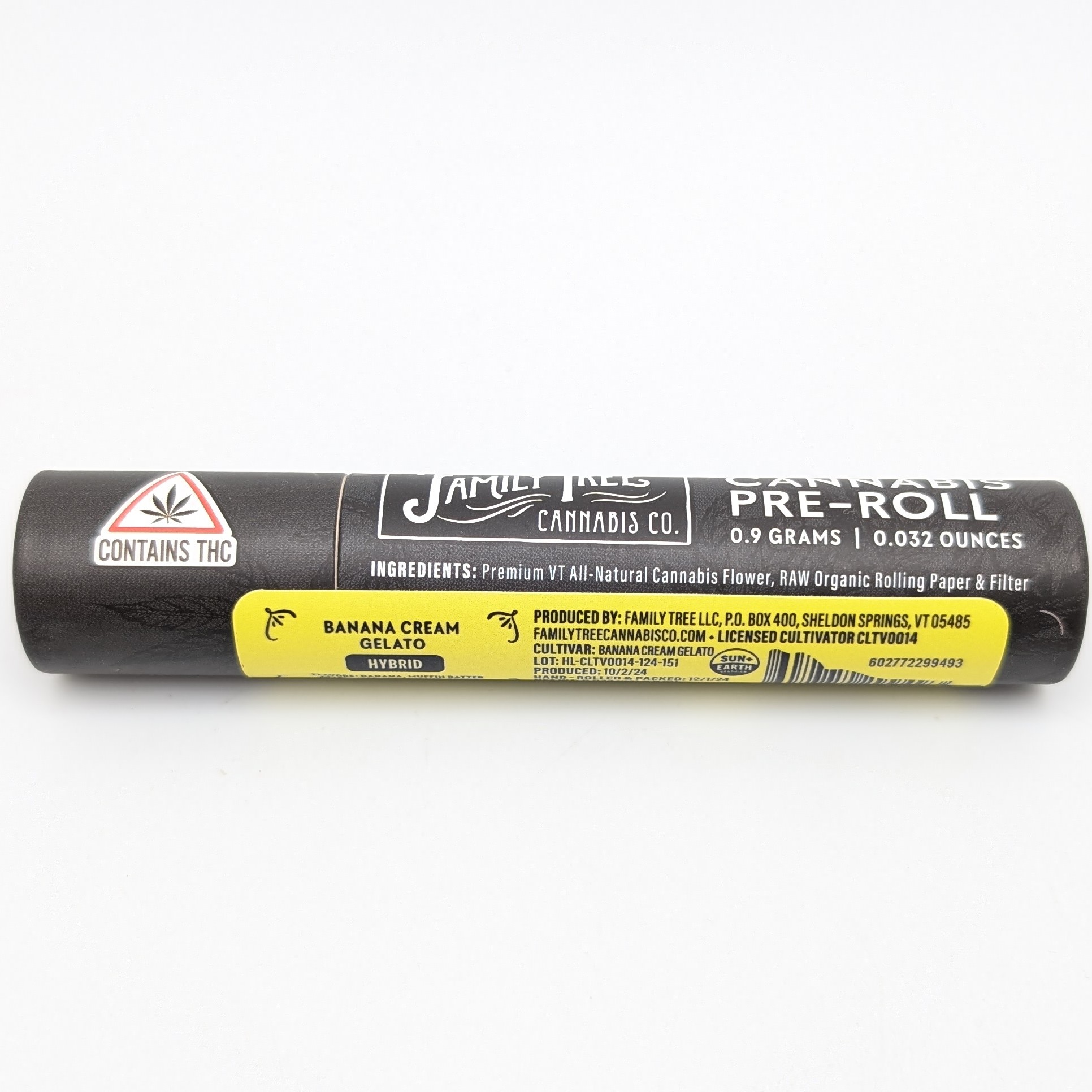 Photograph of Product: Banana Cream Gelato .9g Pre Roll
