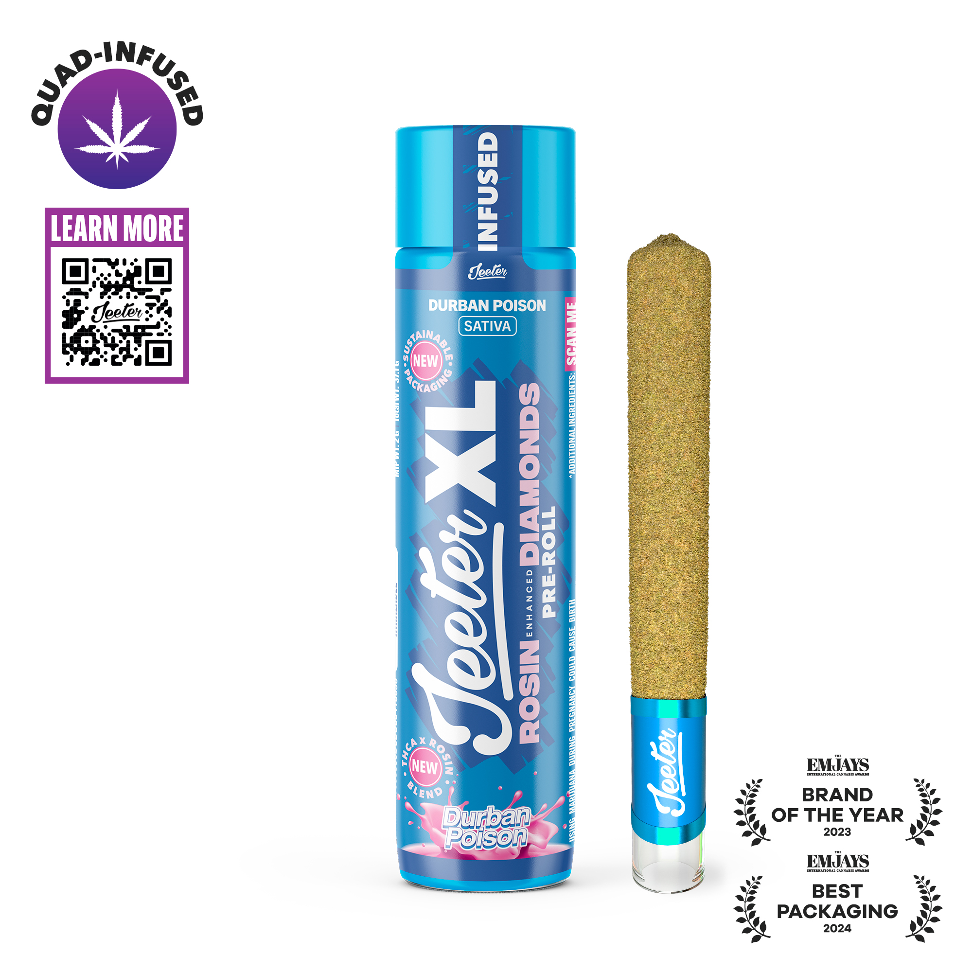 Photograph of instaPanelPhoto: Jeeter - Quad Infused Preroll XL - Durban Poison (S)