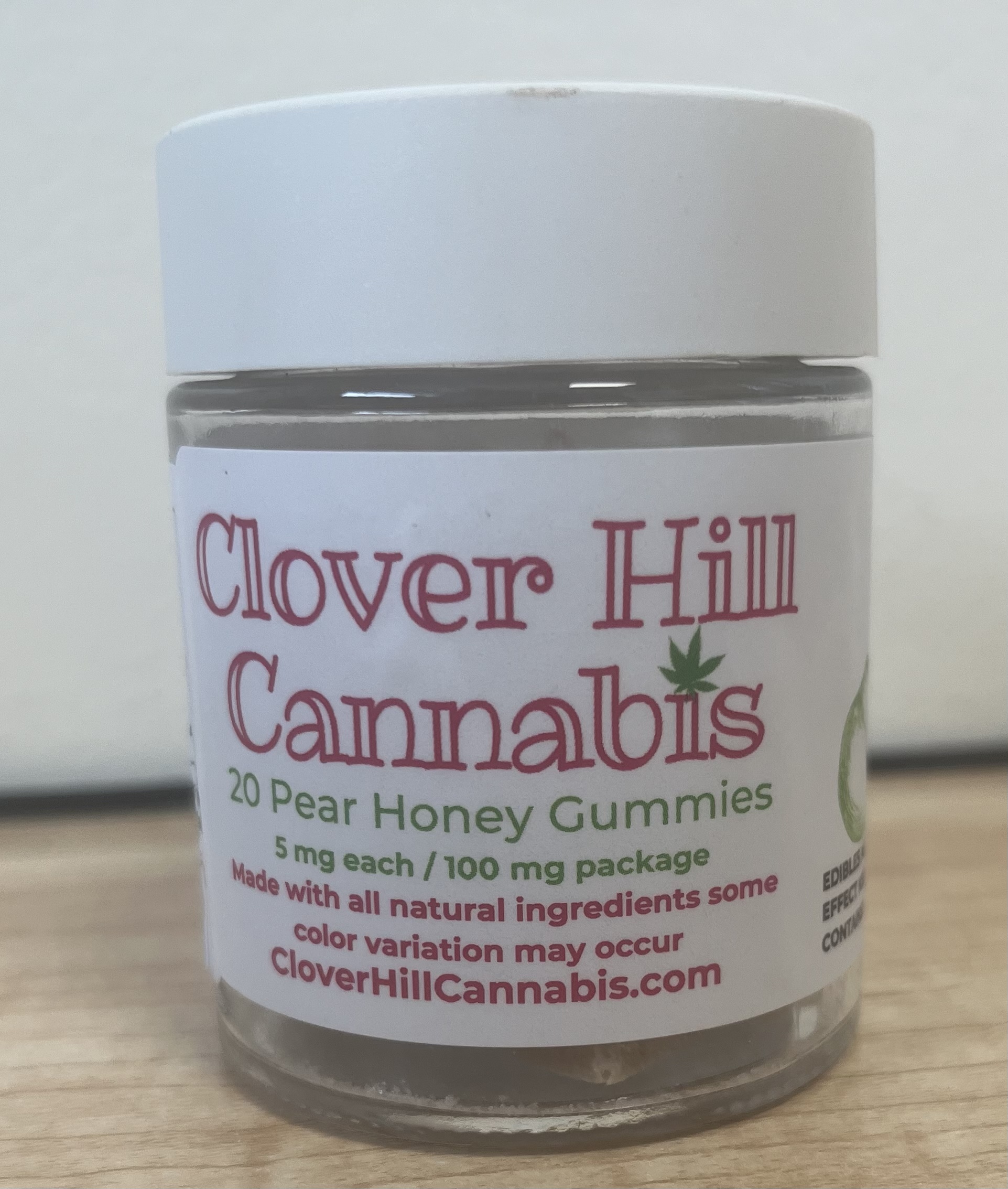 Photograph of Product: Clover Hill | Pear Honey 5mg Gummies | 20pc 100mg/pk